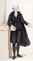Portret van Jean Sylvain BAILLY (1736-1793), schrijver, astronoom en politicus verkozen tot de Académie française. Auteur van de geschiedenis van de astronomie. Hij werd onthoofd voor het helpen van Lodewijk XVI bij zijn ontsnapping. Gravure uit 1830