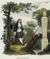 Portret van Jean de la Fontaine - gravure