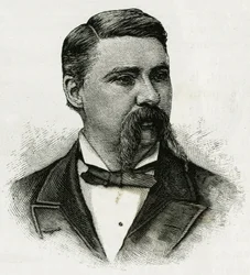 Portret van Jerome J. Collins, meteoroloog van de La Jeannette bemanning, voor de missie naar het noorden. Gravure ter illustratie van 