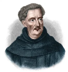 Portret van Johann Ulrich Megerle, genaamd Abraham a Sancta (Santa) Clara 1607-1680. Populaire voorspeller van de Oostenrijkse barok.