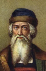 Portret van Johannes Gensfleisch dit Gutenberg, Duitse drukker.