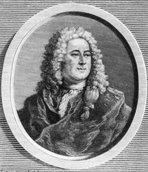 Portret van John Law (1671 - 1729), Schotse financier die in 1720 failliet ging (Gebeurtenis van de Rue Quincampoix) - in 