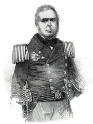 Portret van John Pascoe Grenfell (1800-1869) marineofficier en diplomaat van het Keizerrijk Brazilië - Gravure 1852