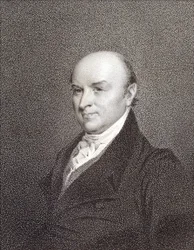 Portret van John Quincy Adams (1767 - 1848), zoon van President John Adams en President van de Verenigde Staten (1825 - 1829). Gravure 19e eeuw
