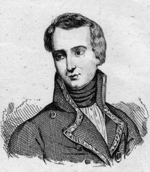 Portret van Jose Rebolledo de Palafox (Palafox y MelCII) (1776-1847), een Spaanse soldaat die vocht tijdens het beleg van Zaragoza in 1808. Gravure van de 19e eeuw.