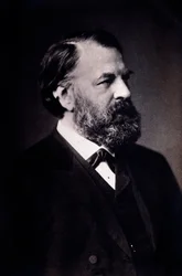 Portret van Joseph Joachim (1831-1907) Hongaarse violist, componist en dirigent. Foto. Milaan, biblioteca del conservatorio