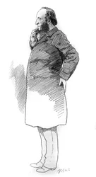 Portret van Jules Ferry (1832-1893), Franse politicus, voorzitter van de Raad van Ministers. Gravure in "Le Monde Illustré"