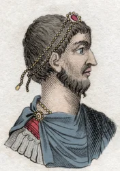 Portret van Julianus de Afvallige (Flavius Claudius Julianus) (331-363), Romeinse keizer. Gravure uit de 19e eeuw