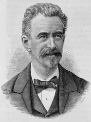 Portret van Keller. Gravure van het einde van de 19e eeuw in 