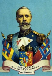 Portret van koning Oscar II. Koning van Zweden en Noorwegen. 1829-1907.