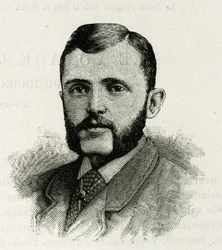 Portret van L. Newcomb, lid van de bemanning van La Jeannette, voor de missie naar de noordpool. Gravure ter illustratie van 