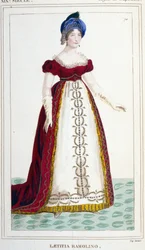 Portret van Laetitia Bonaparte (Letizia Maria Ramolino) (1750-1836), moeder van Napoleon I. Gravure uit de 19e eeuw
