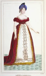 Portret van Laetitia Bonaparte (Letizia Maria Ramolino) (1750-1836), moeder van Napoleon I, gravure uit 1830