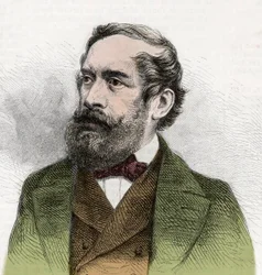 Portret van Lajos Kossuth (1802-1894), Hongaarse politicus - Gravure uit 