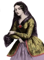 Portret van Lola Montez (1821-1861) (Marie Dolores Eliza Rosanna Gilbert), exotische danseres en courtisane, bekend als de minnares van koning Lodewijk I van Beieren