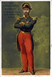 Portret van Louis-Eugène Cavaignac (1802 - 1857), Franse generaal en politicus. Chromolithografie van het einde van de 19e eeuw