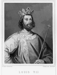 Portret van Lodewijk VII de Jonge, koning van Frankrijk - in "Histoire des Français" door Lavallée, gravure, sd