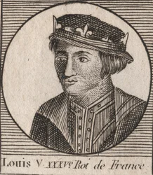 Portret van Lodewijk V de Luie (967-987), koning van Frankrijk - Lodewijk V de Luie (967-987) - gravure uit 