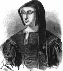 Portret van Louise de Savoie (1476-1531), regentes van Frankrijk, echtgenote van Charles de Valois, hertog van Angoulême en moeder van François I. Gravure uit de 19e eeuw.