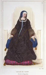 Portret van Louise de Savoie, Hertogin van Angoulême en moeder van François I (1476 - 1531). Gravure uit 1830