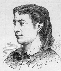 Portret van Madeleine Brohan (1833-1900), Franse komiek, lid van de Comédie Française. Gravure in 