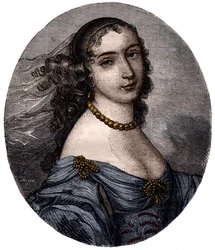 Portret van Marguerite Hessein, Madame de la Sabliere (1636-1693) Franse Salonniere. Gravure uit de 19e eeuw