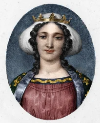 Portret van Margaretha van Provence (1221 - 1295), koningin van Frankrijk.