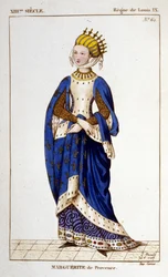 Portret van Marguerite de Provence (1221 - 1295), koningin van Frankrijk.