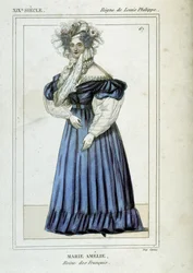 Portret van Marie Amélie de Bourbon (1782 - 1866), koningin van de Fransen, echtgenote van Lodewijk Filips I