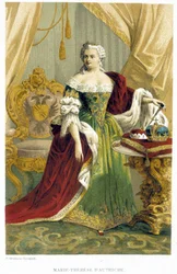 Portret van Marie Therese van Oostenrijk (1717-1780). Chromolithografie uit de 19e eeuw