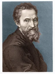 Portret van Michelangelo Buonarroti genaamd Michelangelo (Michelangelo of Michel Ange).