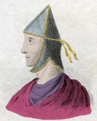 Portret van Mithridates VI Eupator genaamd de Grote (ca. 132-63 v.Chr.), koning van Pontus. Gravure uit de 19e eeuw