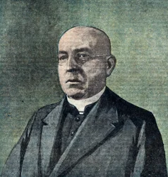 Portret van Monseigneur Ignaz Seipel (1876-1932) Kanselier van Oostenrijk (Oostenrijkse prelaat en politicus van de Christelijk-Sociale Partij (CS), die fungeerde als bondskanselier Ignaz seipel) Illustratie uit "Le pelerin" 25/02/1923 Collectie privee De 