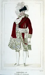 Portret van Napoleon I (1769 - 1821) in ceremonieel kostuum.