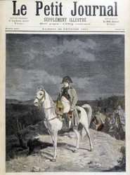 Portret van Napoleon op een paard in 1814