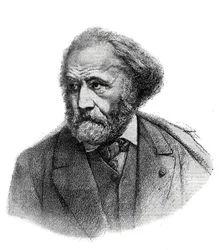 Portret van Paul Chenavard (1807-1895), Franse schilder - gravure uit 1895