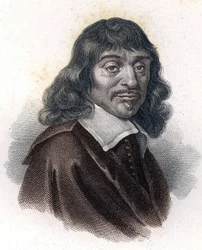 Portret van René Descartes, gravure 19e eeuw