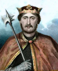 Portret van Richard I (1157-1199), koning van Engeland, ook Richard Leeuwenhart genoemd - Portret van Richard Leeuwenhart - Gravure, 19e eeuw