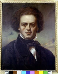 Portret van Robert Schumann, Duitse componist. Anoniem schilderij rond 1840. Museo Teatrale alla Scala