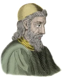 Portret van Sint Beda de Eerbiedwaardige (Beda Venerabilis) (672-735) Monnik en Kerkleraar - Gravure