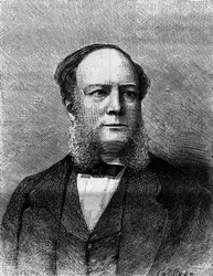 Portret van Sir William Siemens (Carl Wilhelm) (1823-1883), Engelse ingenieur en uitvinder, bedenker van processen voor de staalproductie. Gravure in "Nature. Revue des sciences et de ses applications aux arts et à l