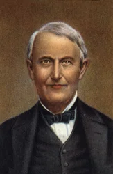 Portret van Thomas Alva Edison, Amerikaanse wetenschapper en uitvinder.