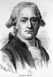 Portret van Valentin Hauy, een Franse pedagoog (1745-1822), hij wijdde zich aan het onderwijs van blinden.