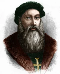 Portret van Vasco da Gama (1469-1524), Portugese ontdekkingsreiziger.