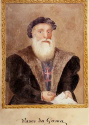 Portret van Vasco de Gama - in "The Life of Prince Henri of Portugal surnamed the Navigator" door Richard Henri Major