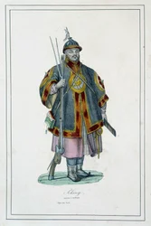 Portret van een Chinese soldaat in harnas - in 