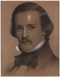 Portret van een heer, c.1850 (Houtskool en krijt op papier)