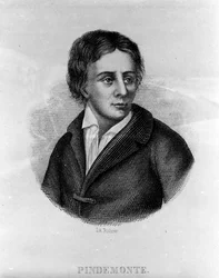 Portret van de Italiaanse dichter Ippolito Pindemonte (1753-1828), vriend van de dichter en Italiaanse toneelschrijver Ugo Foscolo (1778-1827). Gravure van de 19e eeuw