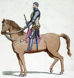 Portret te paard van Bernabo Visconti (1319-1385), Heer van Milaan.