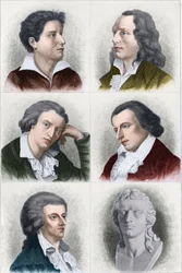 Portretten van Friedrich von Schiller (1759-1805), Duitse dichter en schrijver.